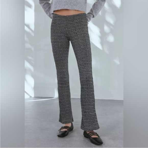 Urban Outfitters | Pria Knit Pull On Flare Pant Black White Tweed New Small NWT - Picture 4 of 11